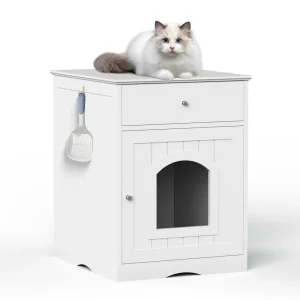 Wooden Pet House – Cat Litter Box Enclosure and Side Table for Indoor Use