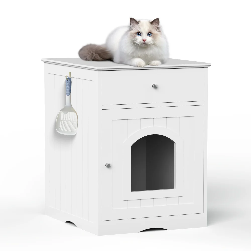 Wooden Pet House – Cat Litter Box Enclosure and Side Table for Indoor Use