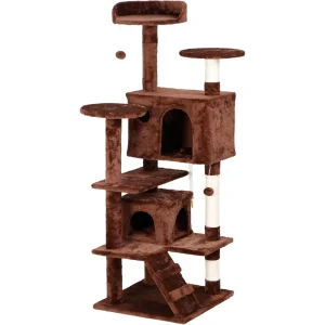 54-Inch Multi-Level Cat Tower – Condo with Scratching Posts and Soft Beds