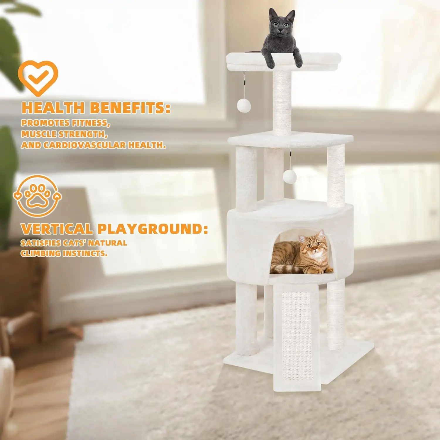 Cat Tower with Condo Bed – Activity Center with Scratching Post and Hanging Bed - Image 4