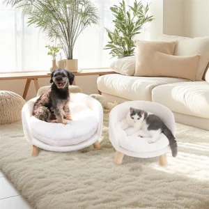 Luxury Pet Stool Bed – Plush Fabric Chair with Washable Cushion for Small Pets