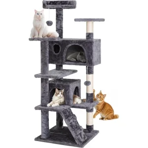54-Inch Multi-Level Cat Tree – Condo Tower with Scratching Posts and Beds