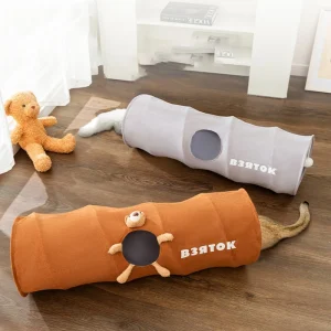 Cat Tunnel and Bed Combo – Foldable Soft Cushion House for Small Pets