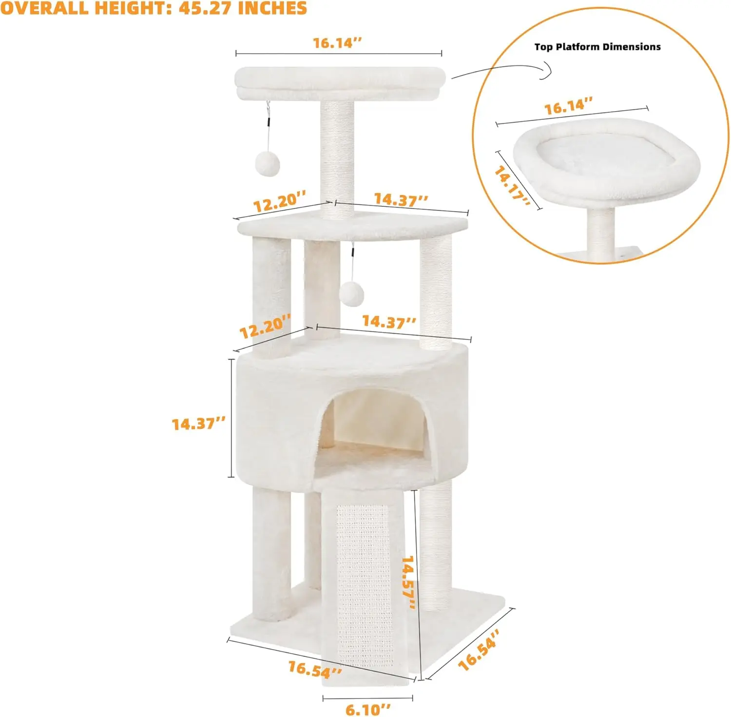 Cat Tower with Condo Bed – Activity Center with Scratching Post and Hanging Bed - Image 2