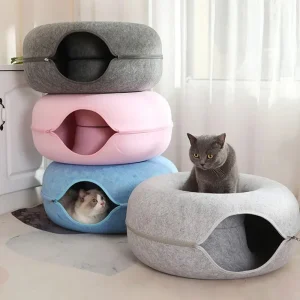 Winter Plush Pet Bed – Thick Cushion House for Cats, Kittens, and Puppies