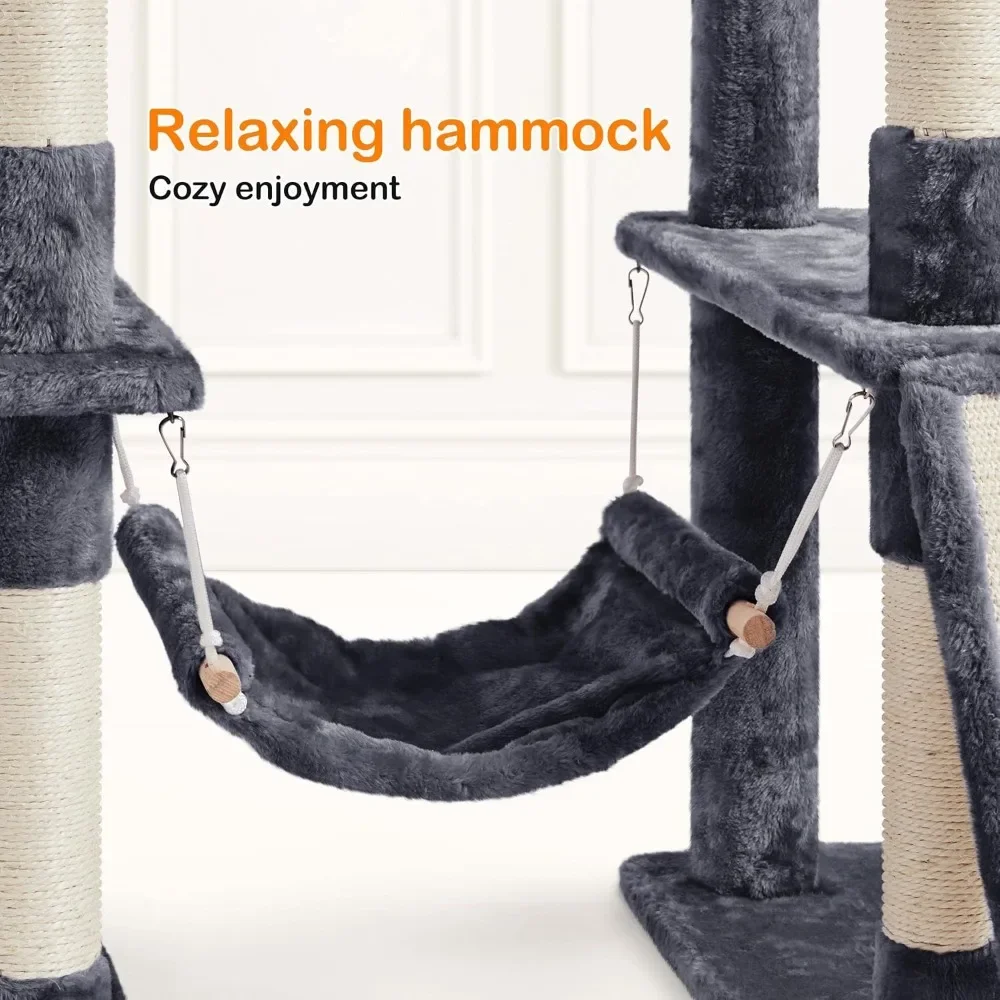 70-Inch Cat Tower Tree – Multi-Level Furniture for Large Cats with Scratching Posts - Image 6