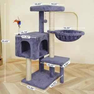Multi-Function Cat Tree – Condo Tower with Hammock and Scratching Posts