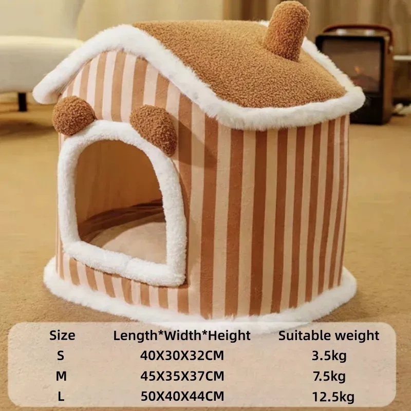 Foldable Soft Plush Cat Bed – Deep Sleep Washable Pet Cushion - Image 6