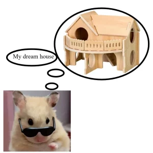 Double-Decker Wooden Hamster House – Portable Small Animal Habitat