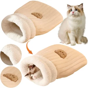 Plush Tunnel Cat Cave Bed – Warm Cozy Nest for Kittens and Small Dogs