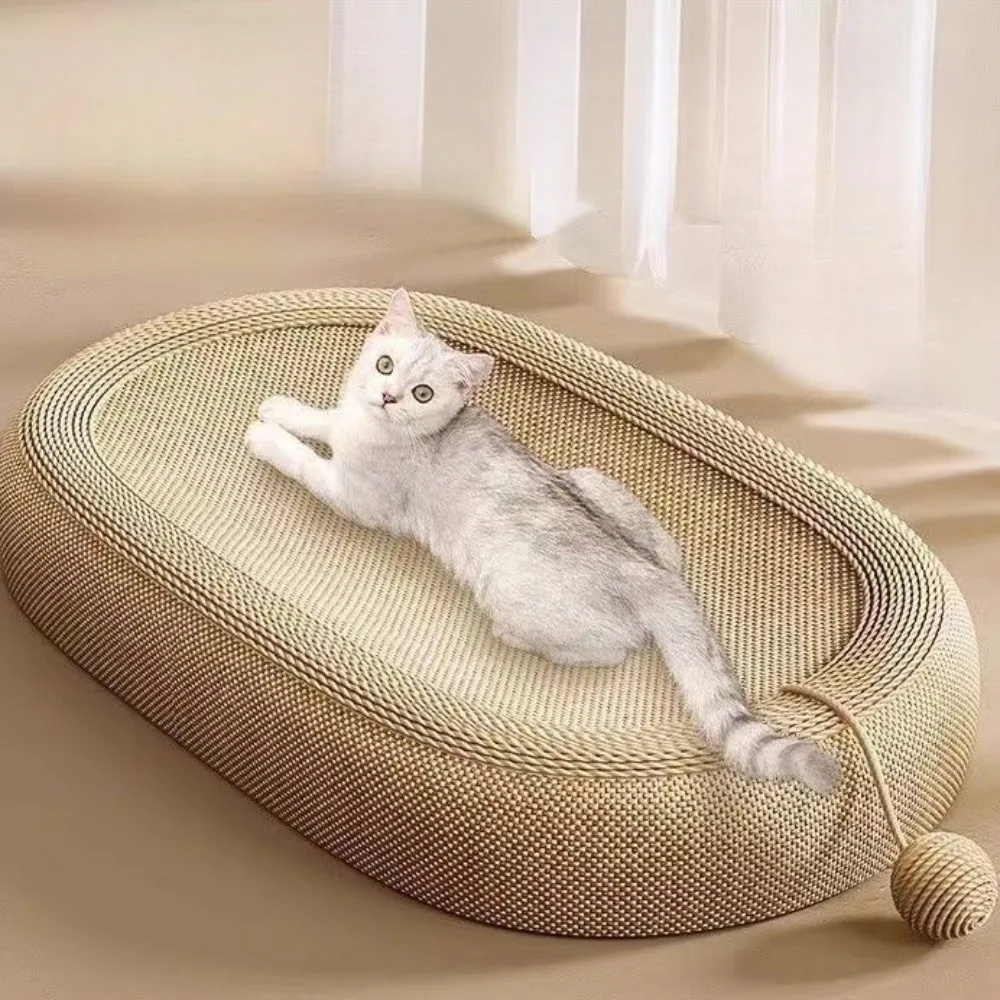 Large Oval Cat Scratching Bed – Breathable Sisal Basin for Cats and Kittens