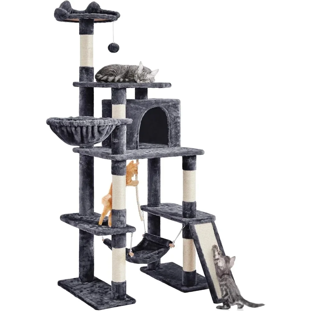 70-Inch Cat Tower Tree – Multi-Level Furniture for Large Cats with Scratching Posts
