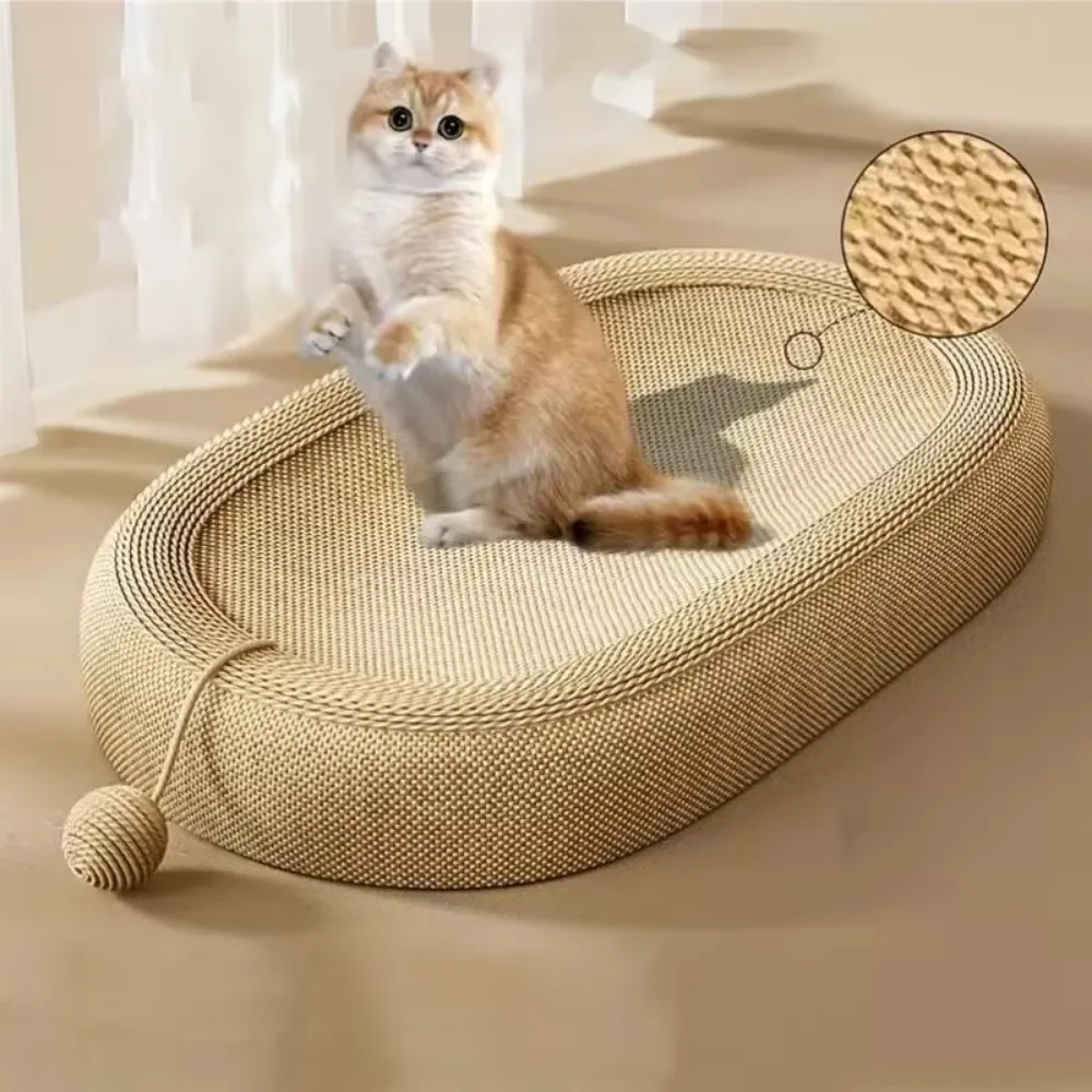 Large Oval Cat Scratching Bed – Breathable Sisal Basin for Cats and Kittens - Image 3